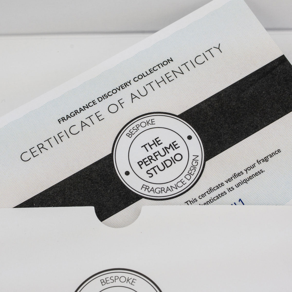 Certificate of Authenticity from The Perfume Studio - Authenticate your Bespoke Scent.