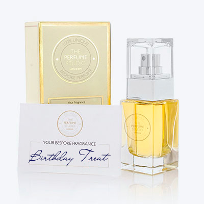 Bespoke Fragrance "Birthday Treat" designed by Gill.